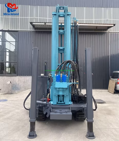 Máquina de perfuração de poço de água rotativa hidráulica completa de esteira rolante portátil de 180 m/martelo de ar para venda